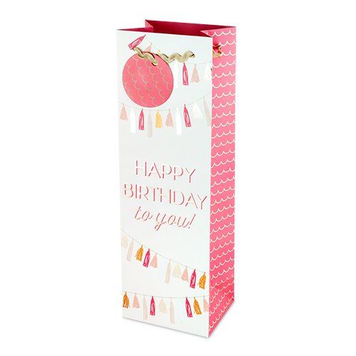 Happy Birthday Tassel Garland Wine Bag by Cakewalk