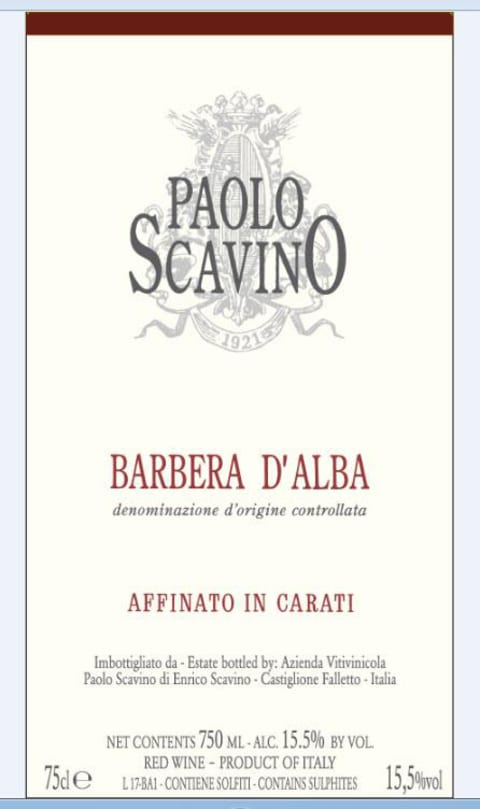 Paolo Scavino Barbera D'Alba